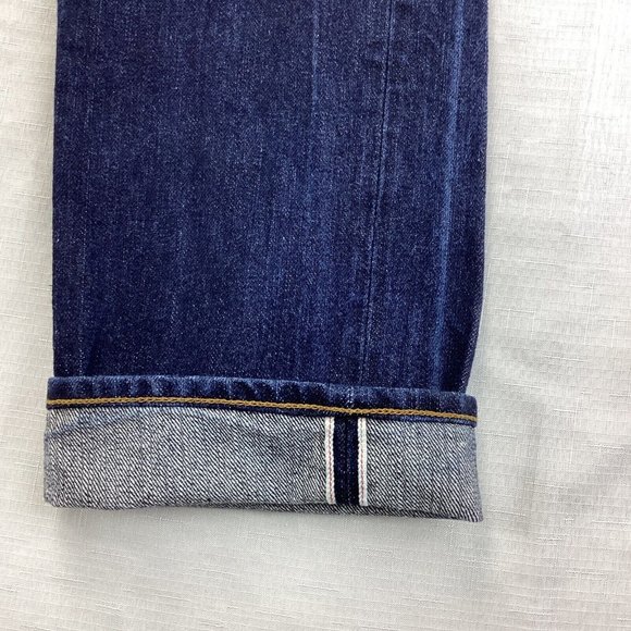 Uniqlo Men’s Selvedge Jeans Size 31x32 Slim Straight Fit Blue Denim - Picture 2 of 14